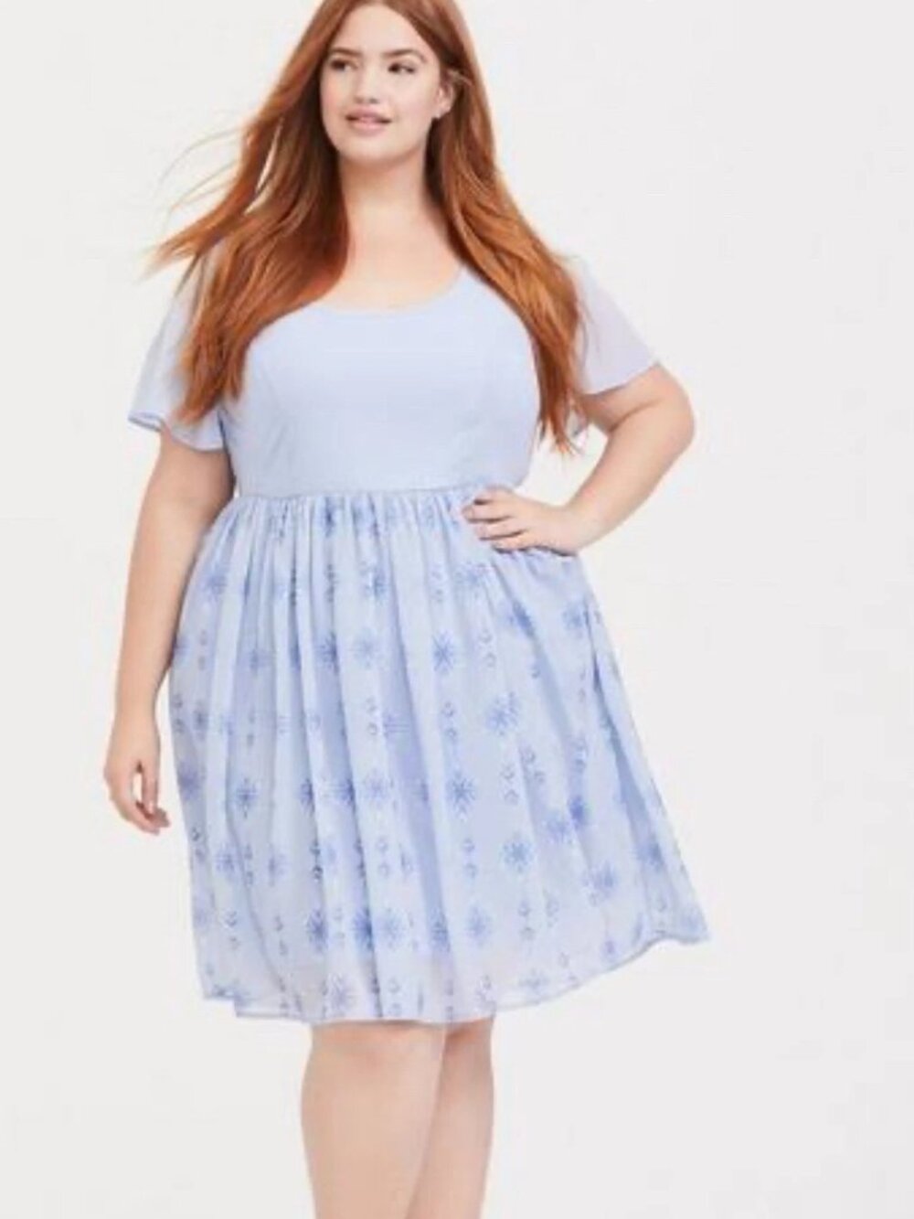 Torrid Disney Frozen 2 Elsa Snowflake Light Blue Chiffon Dress